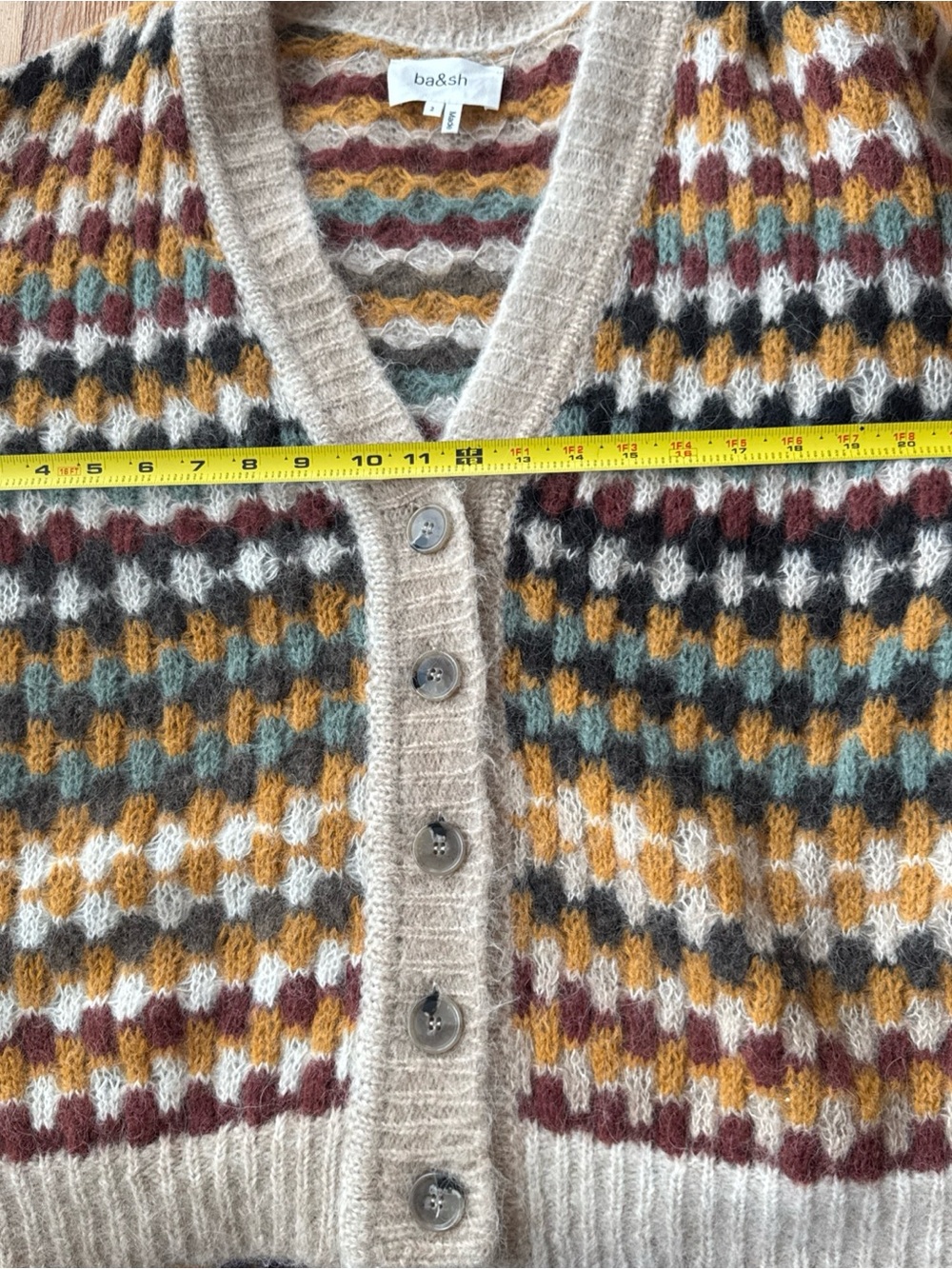 ba&sh Walt Multicolor Geometric Knit Cardigan Sweater Size 2 aplaca blend - Picture 9 of 15